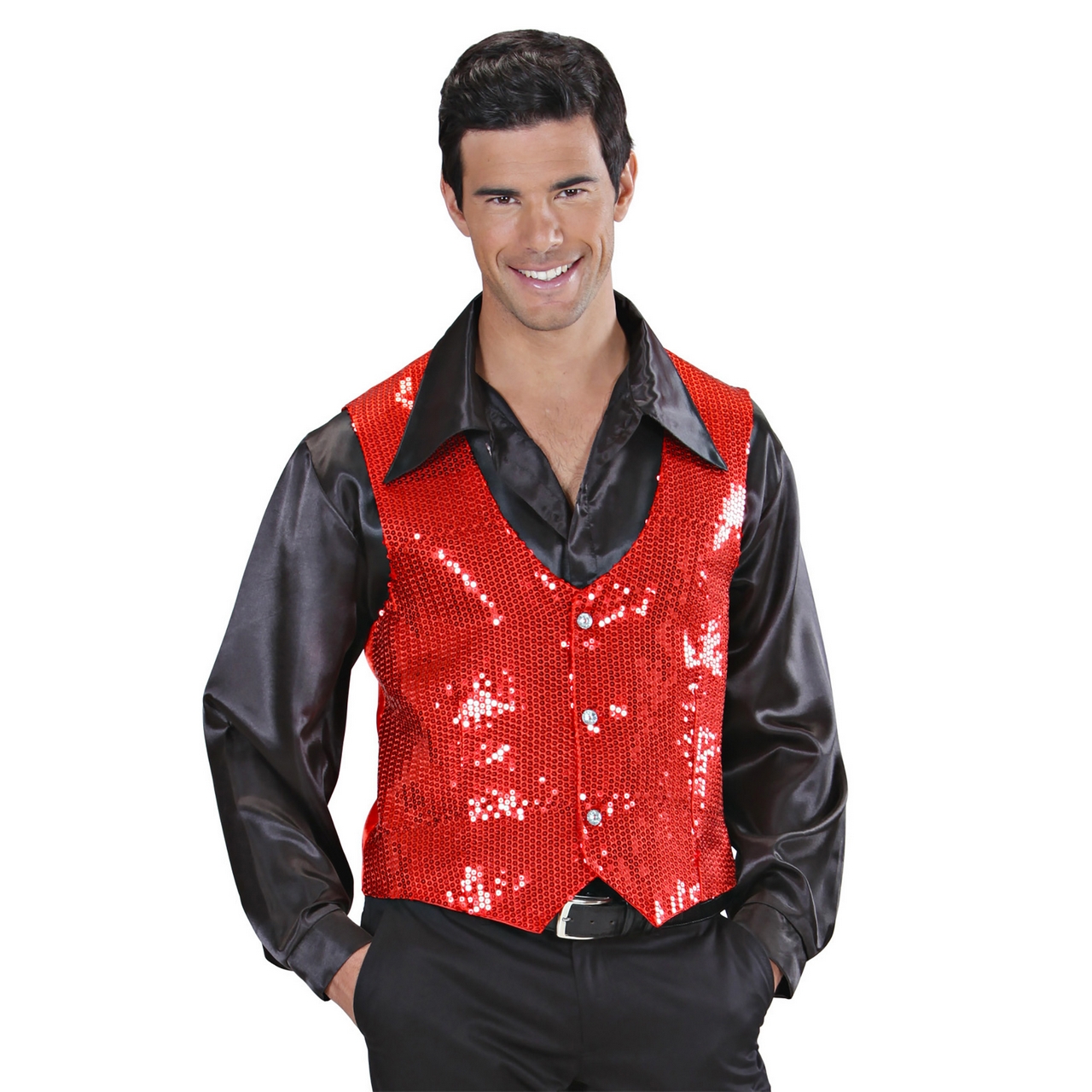 Showmaster Pailletten Vest Rood Man