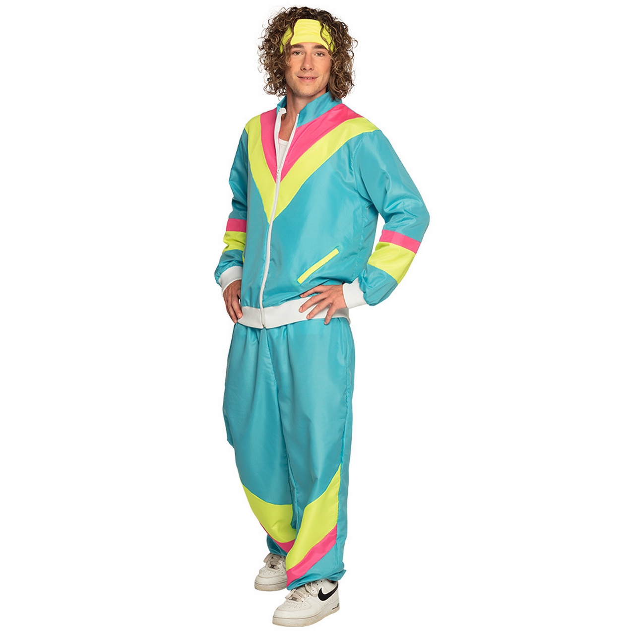 Trainingspak Retro Dude Neonblauw Man Kostuum