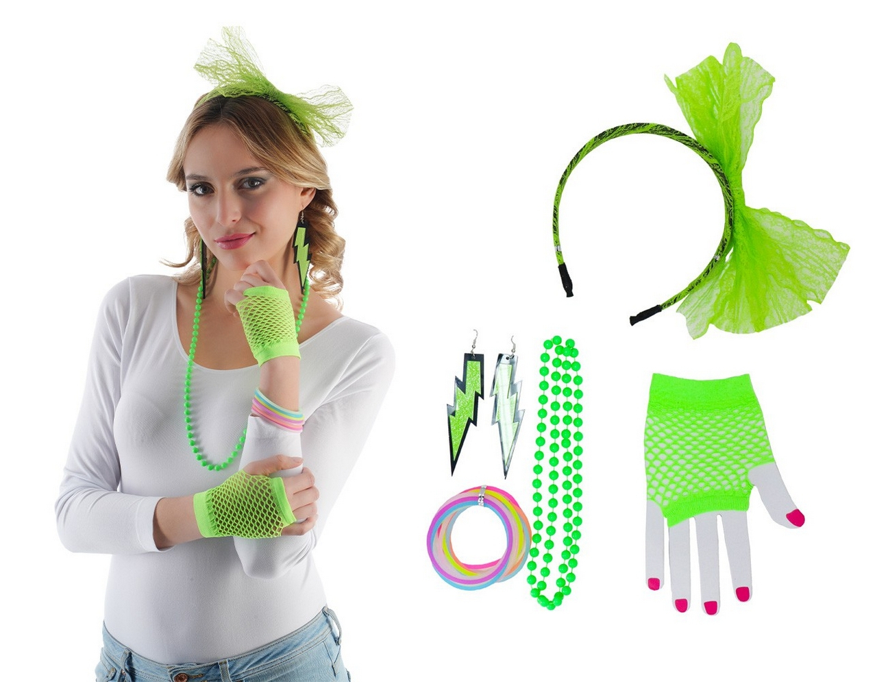 Neon Groen Jaren 80 Popstar Set