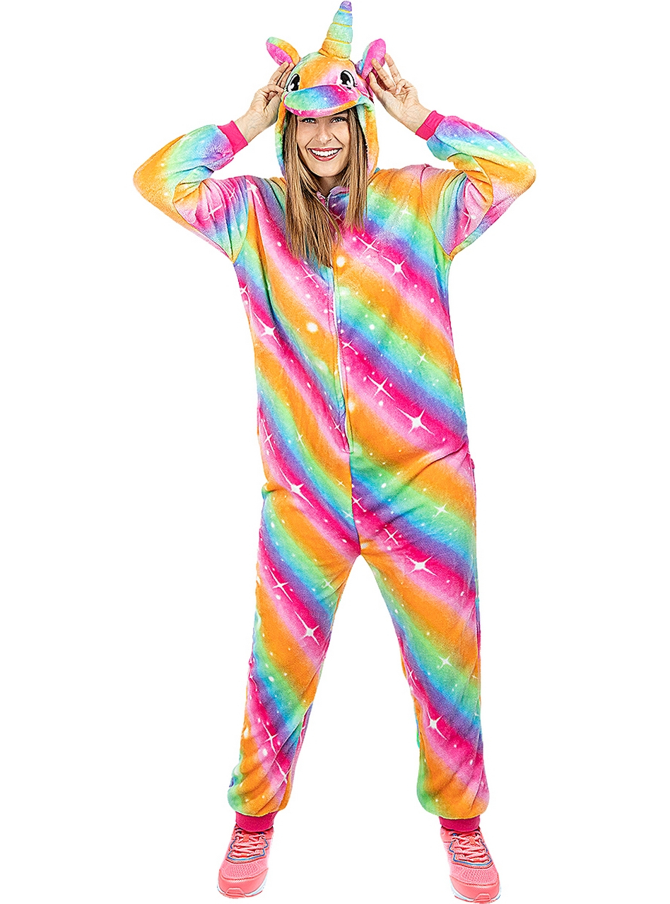 Veelkleurige Unicorn Onesie Vrouw Kostuum