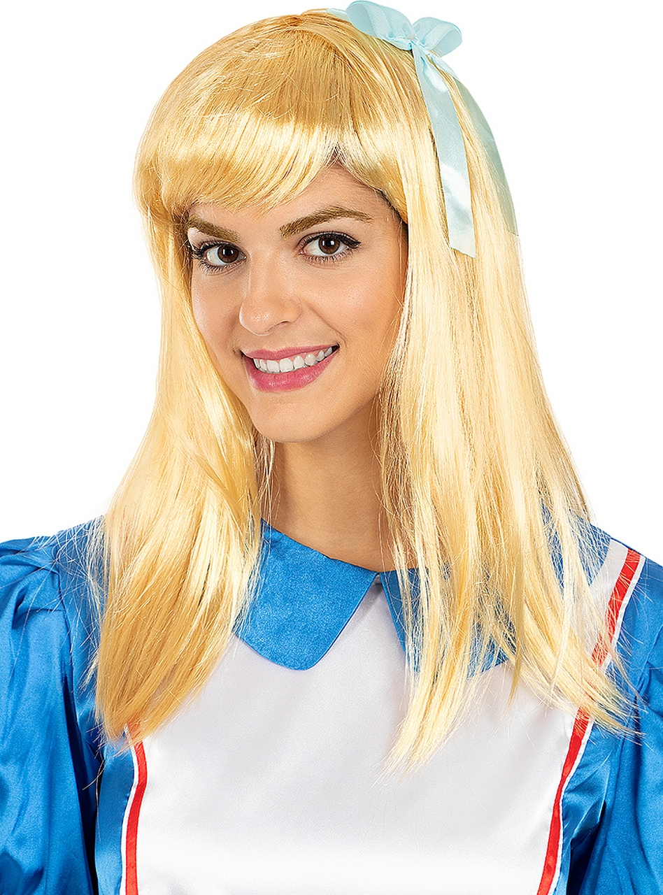 Sweet Alice Pruik Blond Met Blauwe Strik