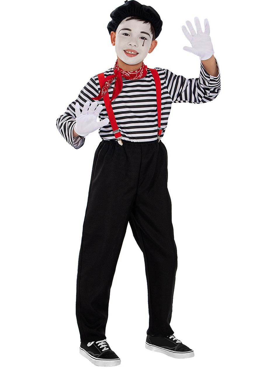 Stille Franse Mime Clown Claude Jongen Kostuum