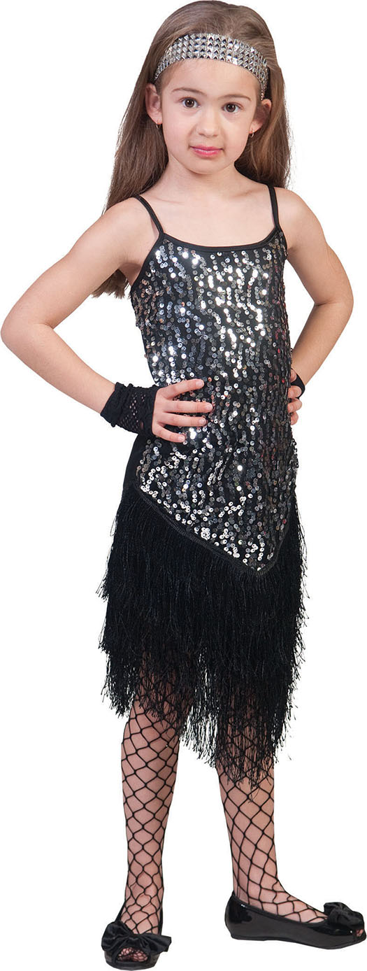 Glitter Fancy Flapper Jurk Zilver Meisje