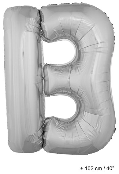 Folie Ballon Letter B Zilver XL 102cm (Leeg)