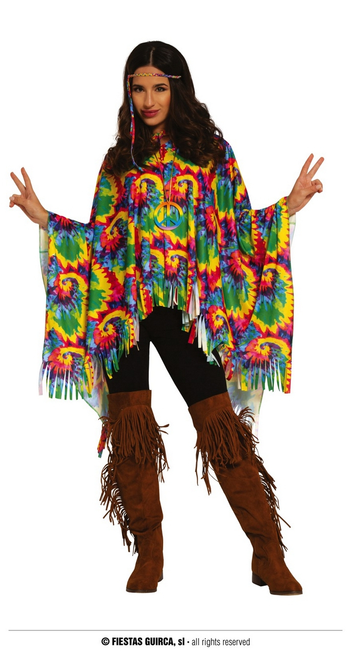 Kleurige Indianen Hippie Poncho Met Franjes