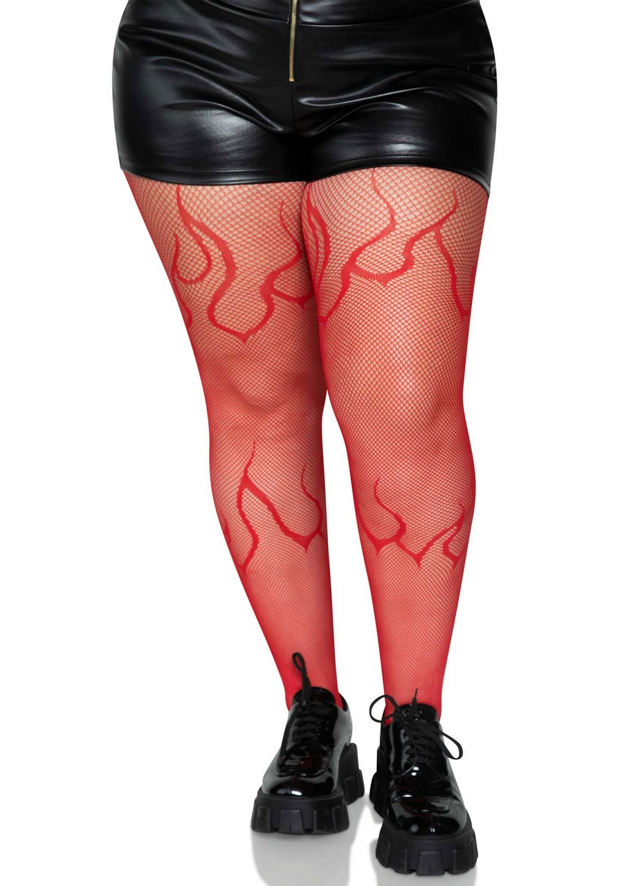 Hellburn Flames Visnet Rood Plus Size