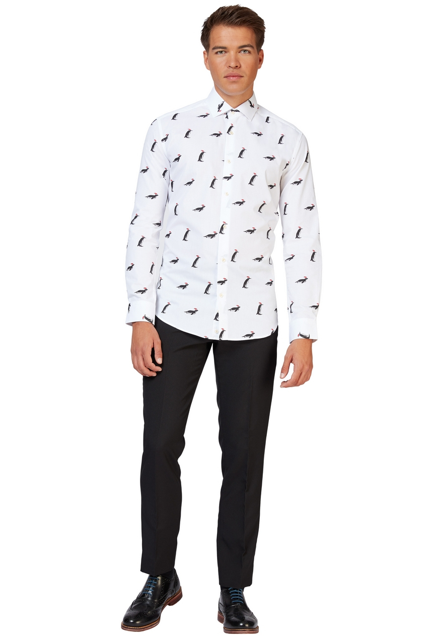 Witte Happy Feet Christmas Penguins Blouse Man