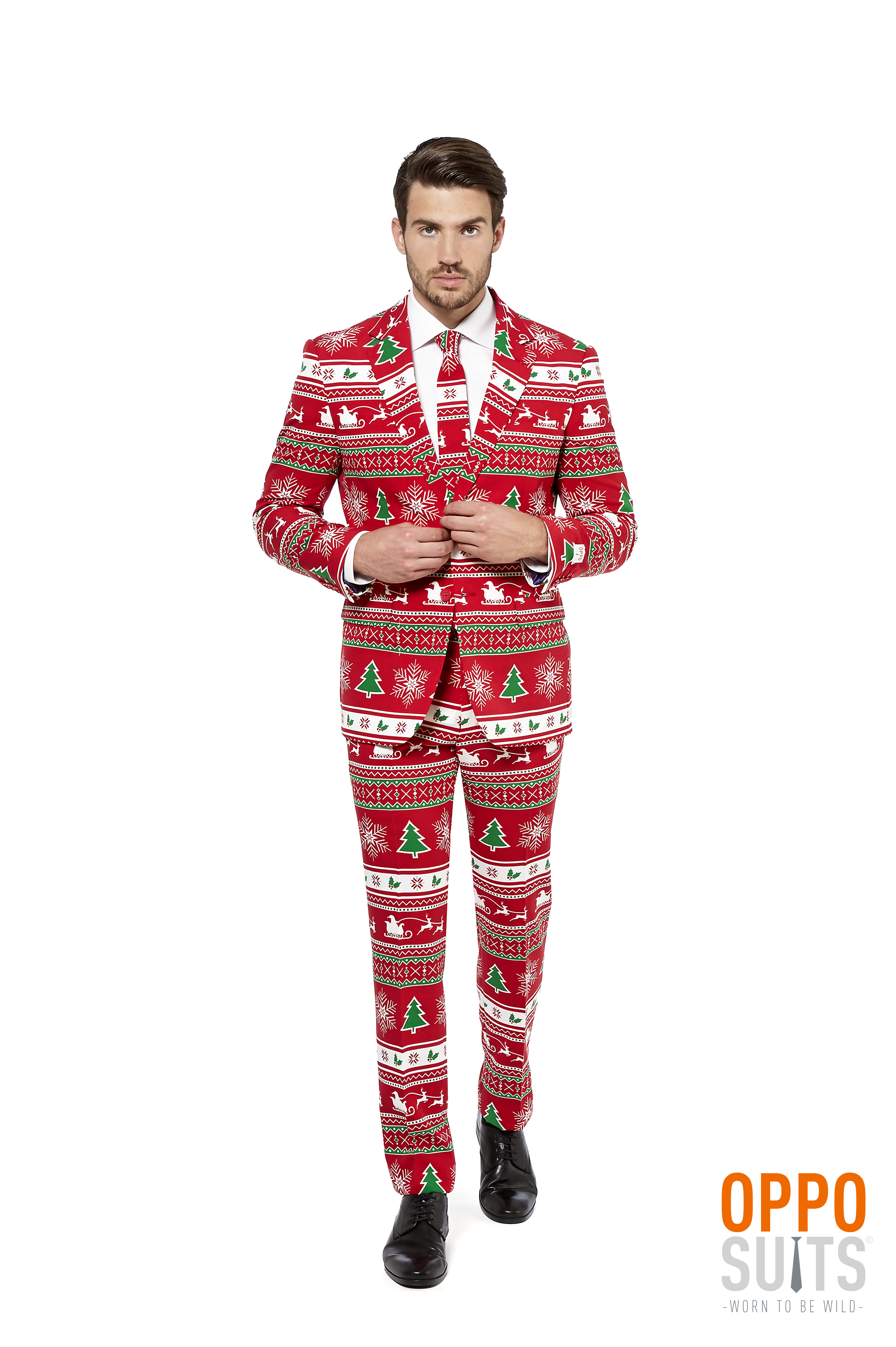 Lekker Foute Rood Winter Wonderland Kerst Opposuit Man Kostuum