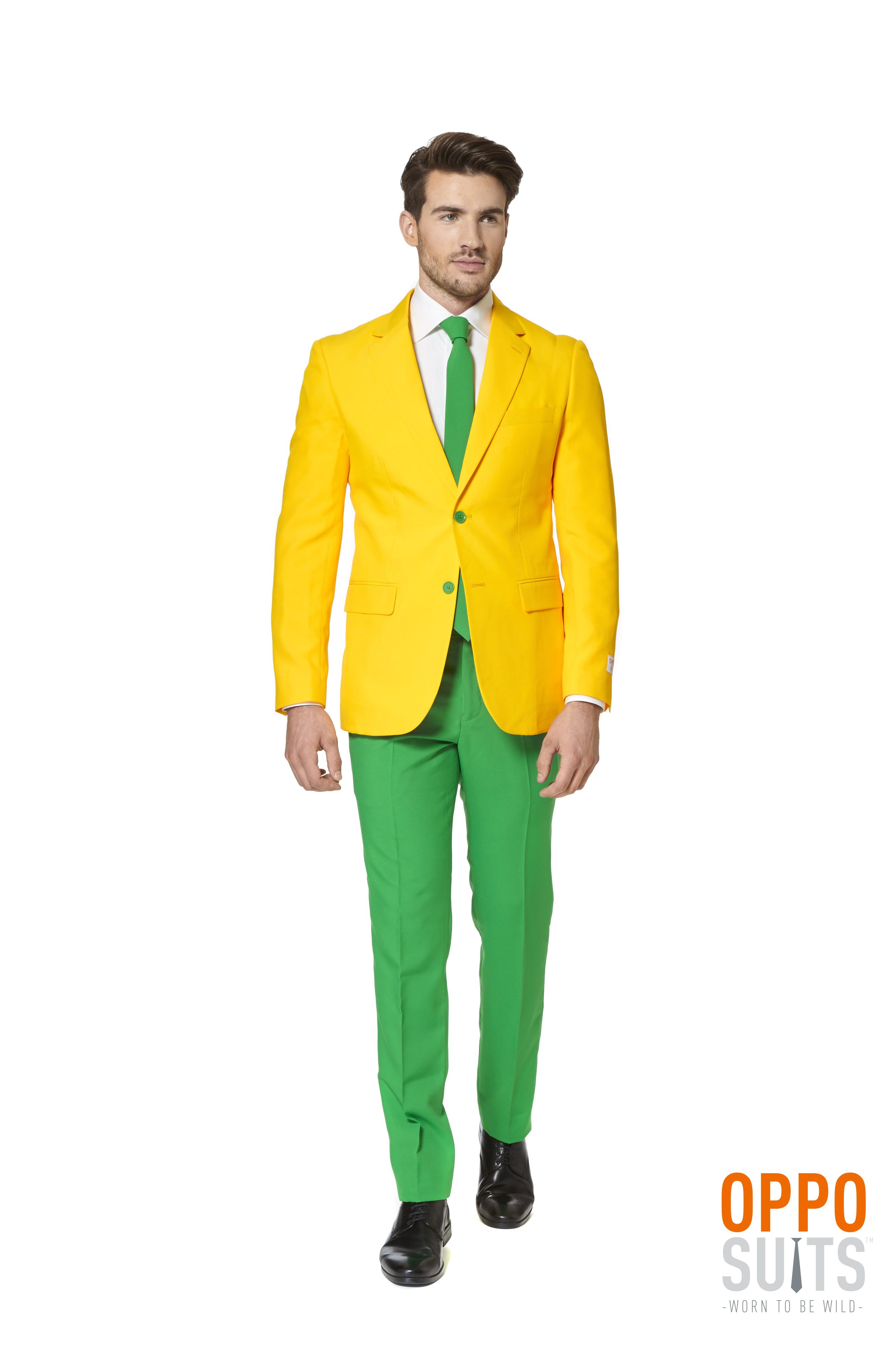 Flashy Green And Gold Opposuit Man Kostuum