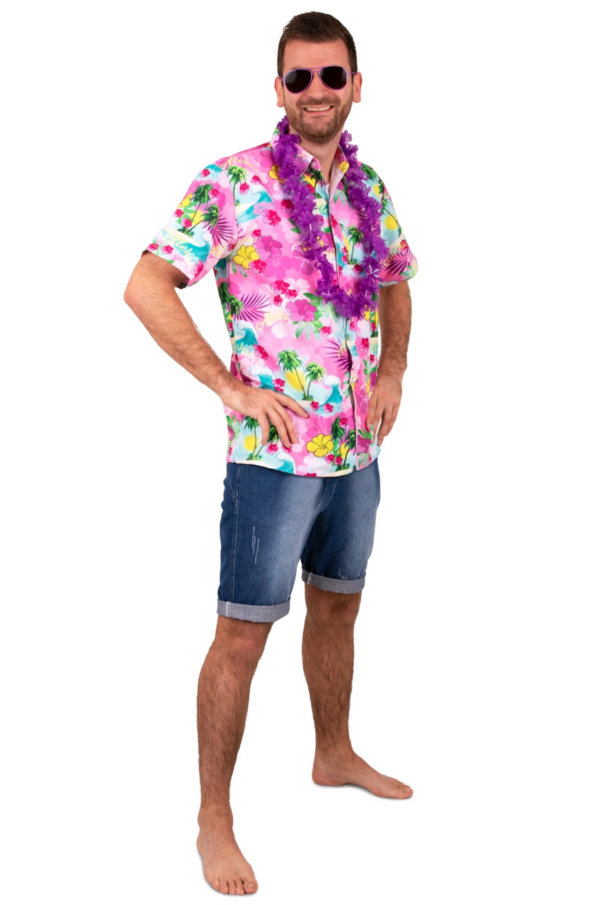 Feest Op Het Strand Hawaii Overhemd Roze Man