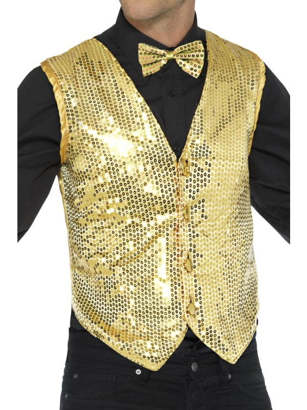 Glimmende Gouden Pailletten Vest Man