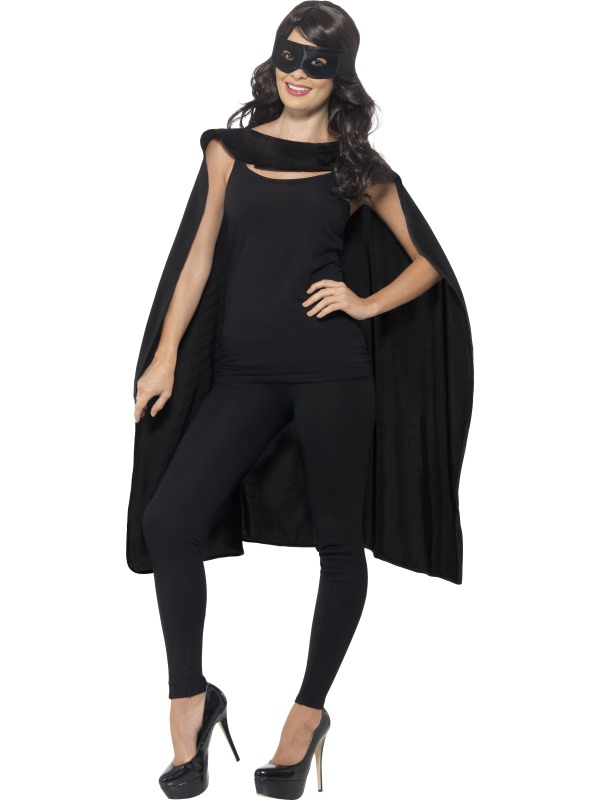 Zwarte Cape En Oogmasker Superheld Zorro Kostuum