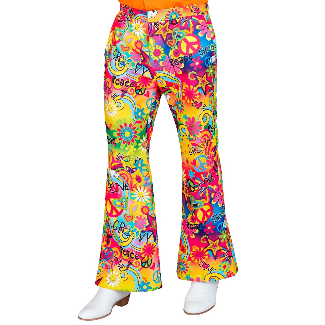 Super 60s Peace And Love Wijde Pijpen Broek Man