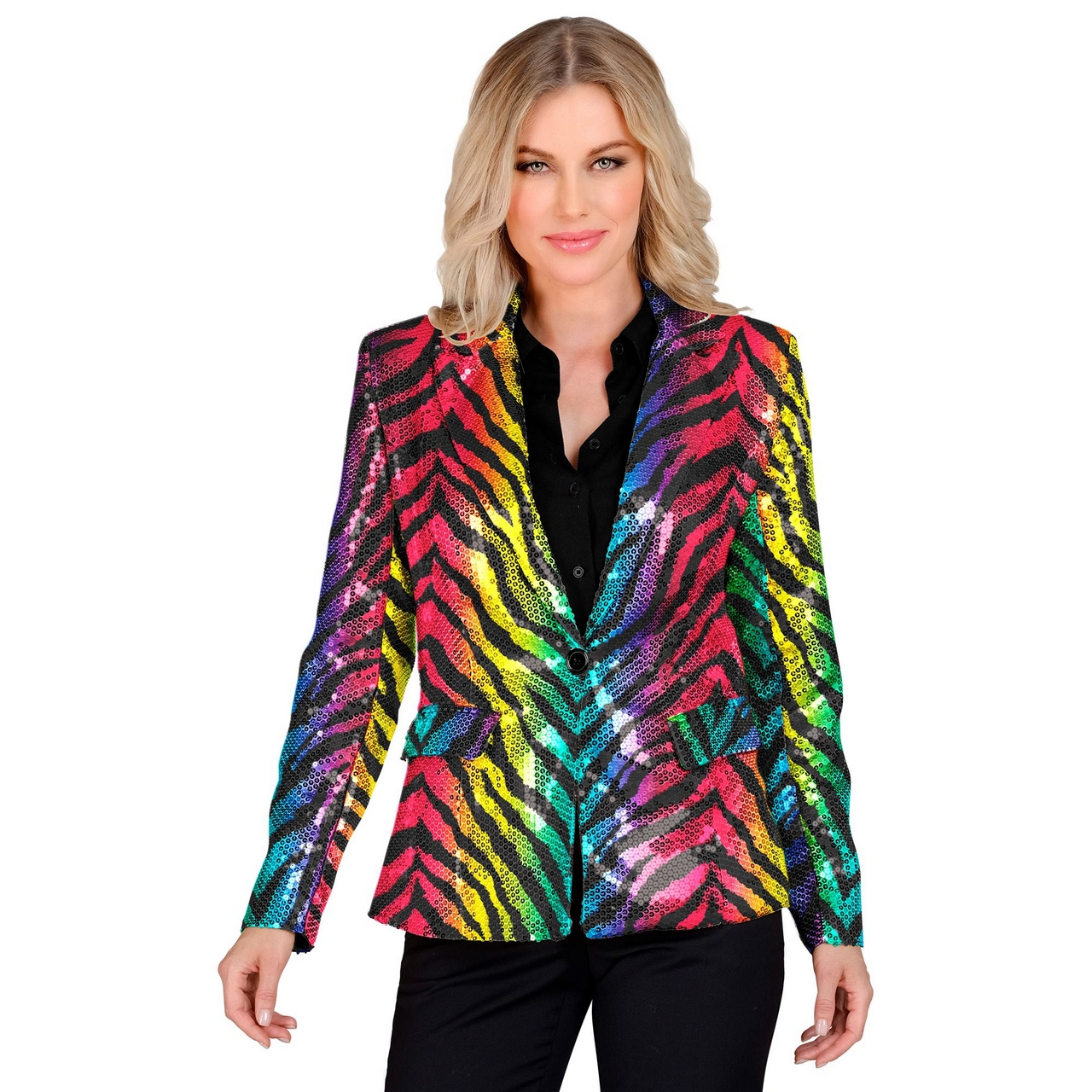 Pailletten Blazer Crazy Rainbow Stripes Vrouw