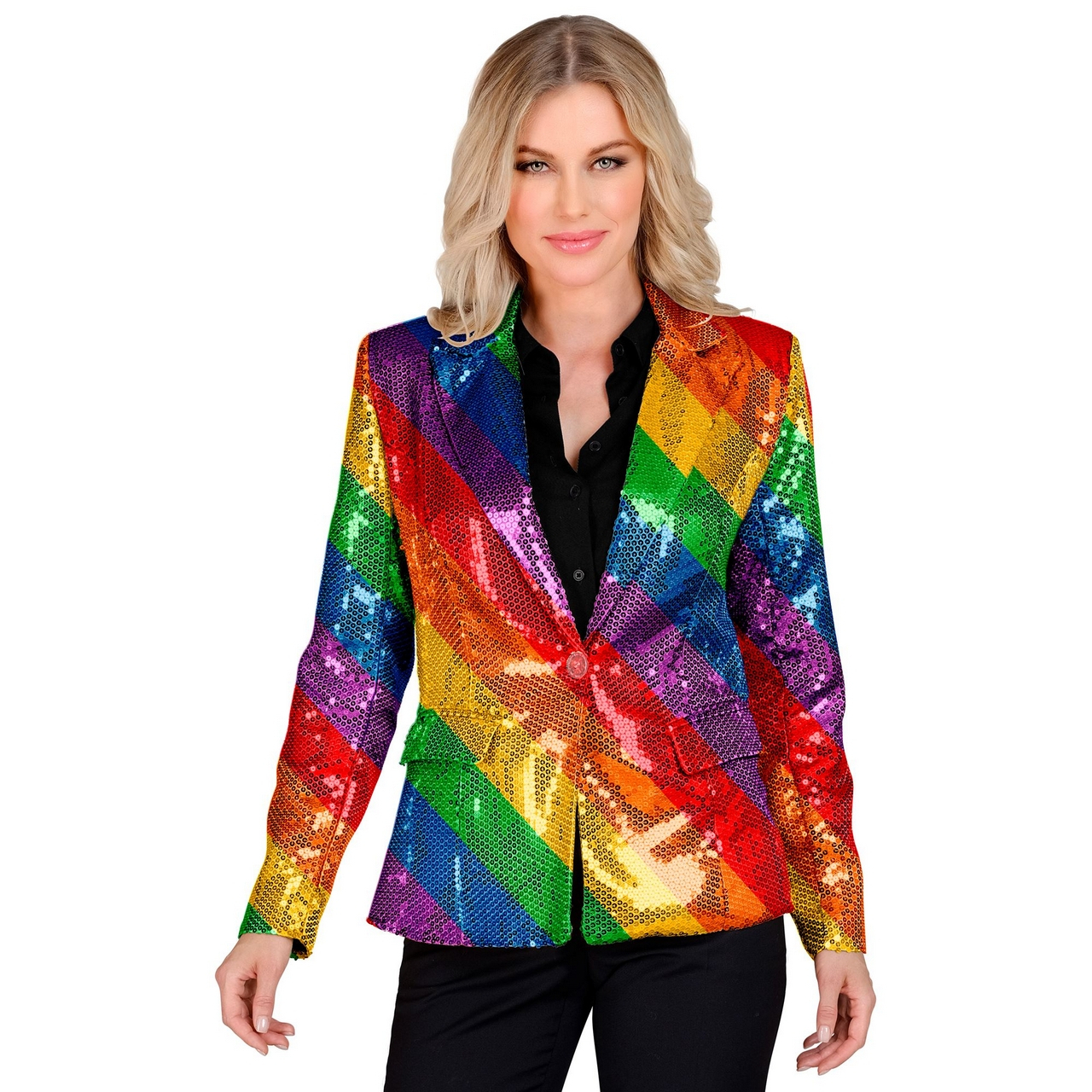 Pailletten Blazer Regenboog Strepen Vrouw