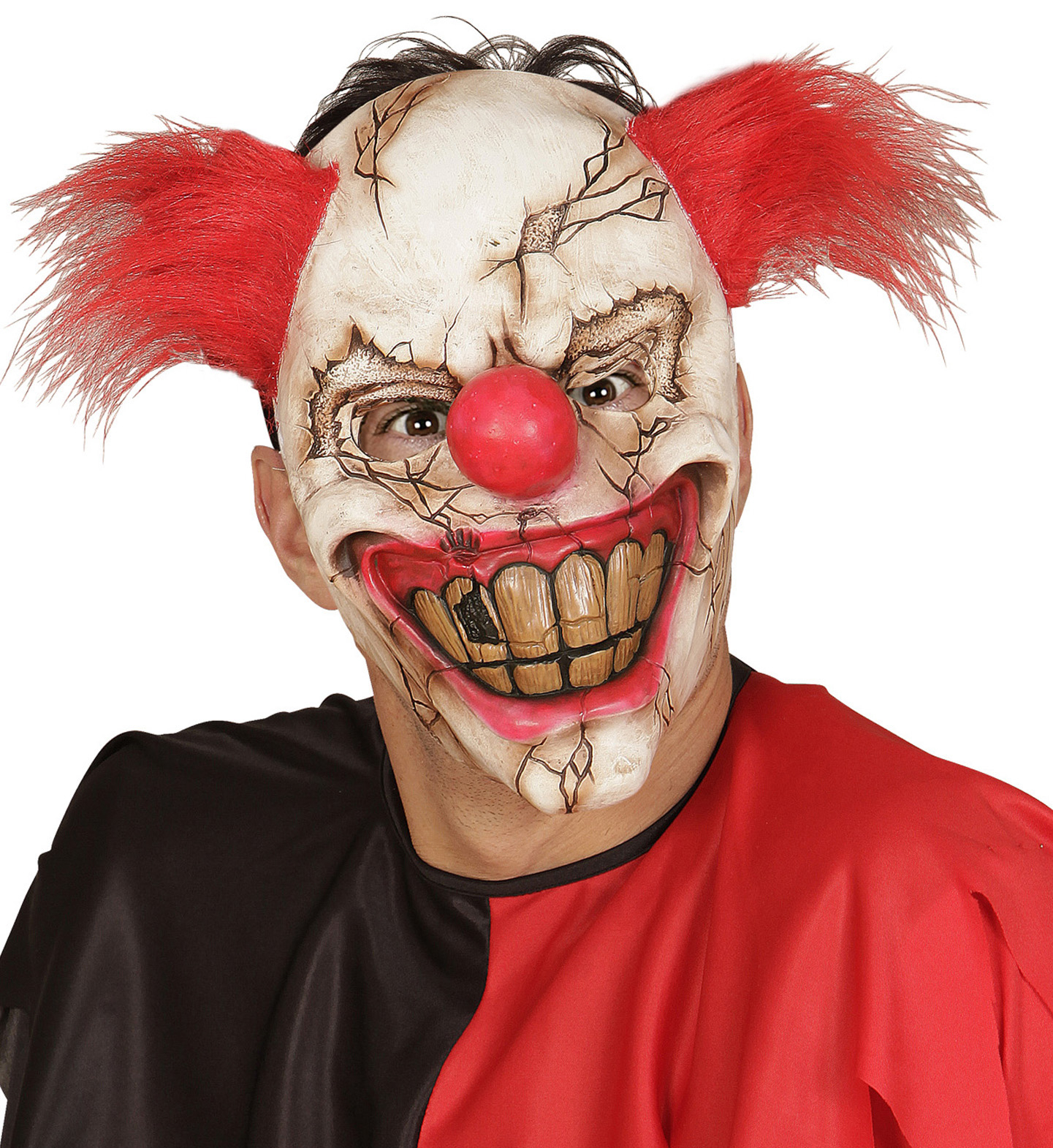 Gruwelijk Halfgezichtmasker Killerclown Met Haar