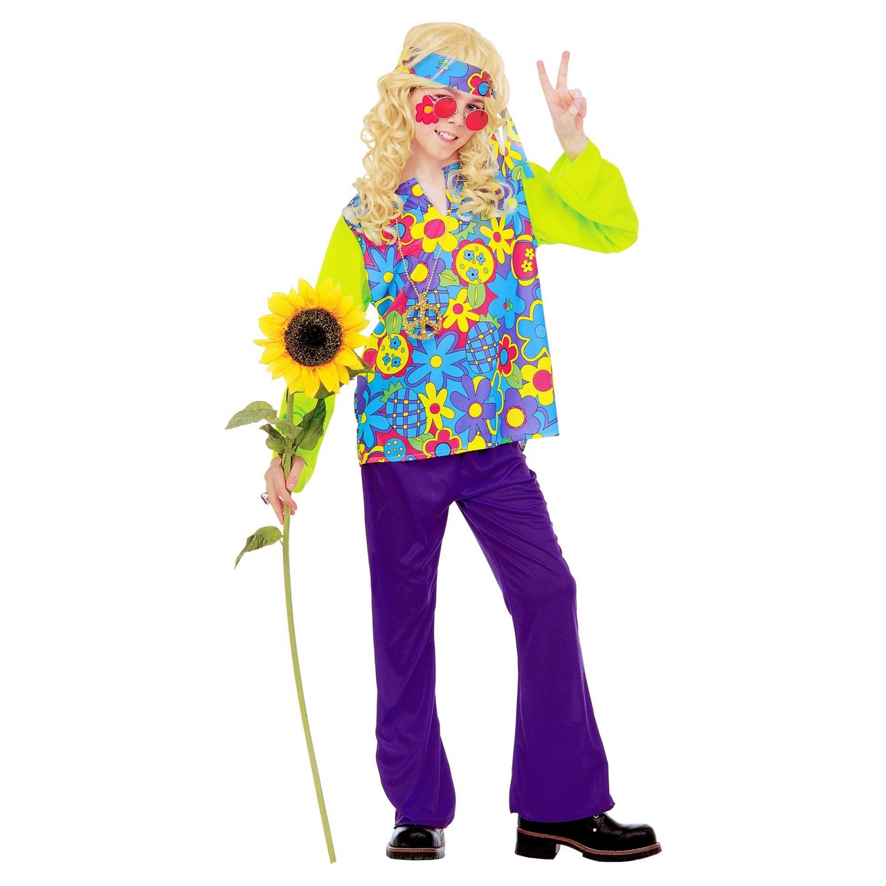 Hippie Jongen Power Of Flower Kostuum