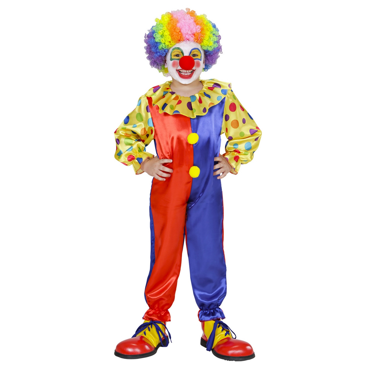 Rood-Blauwe Clown Jumpsuit Kind Kostuum Kind