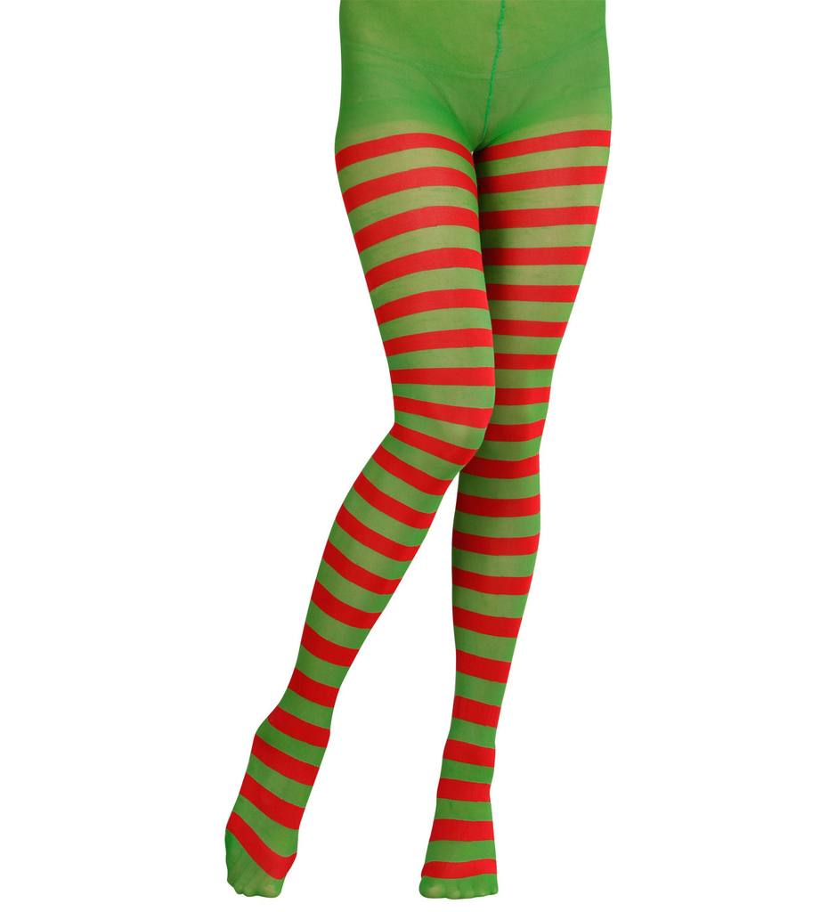 Kerstmis Panty, Rood / Groen Gestreept