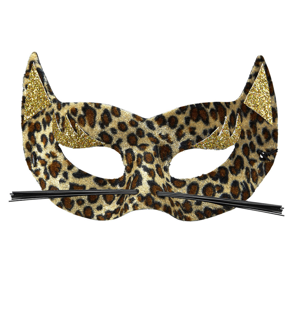 Sexy Oogmasker Fluweel Luipaard Met Gouden Glitters