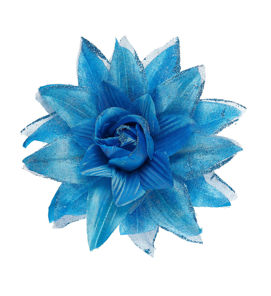 Tropische Haarclip Bloem Met Glitter, Azuurblauw