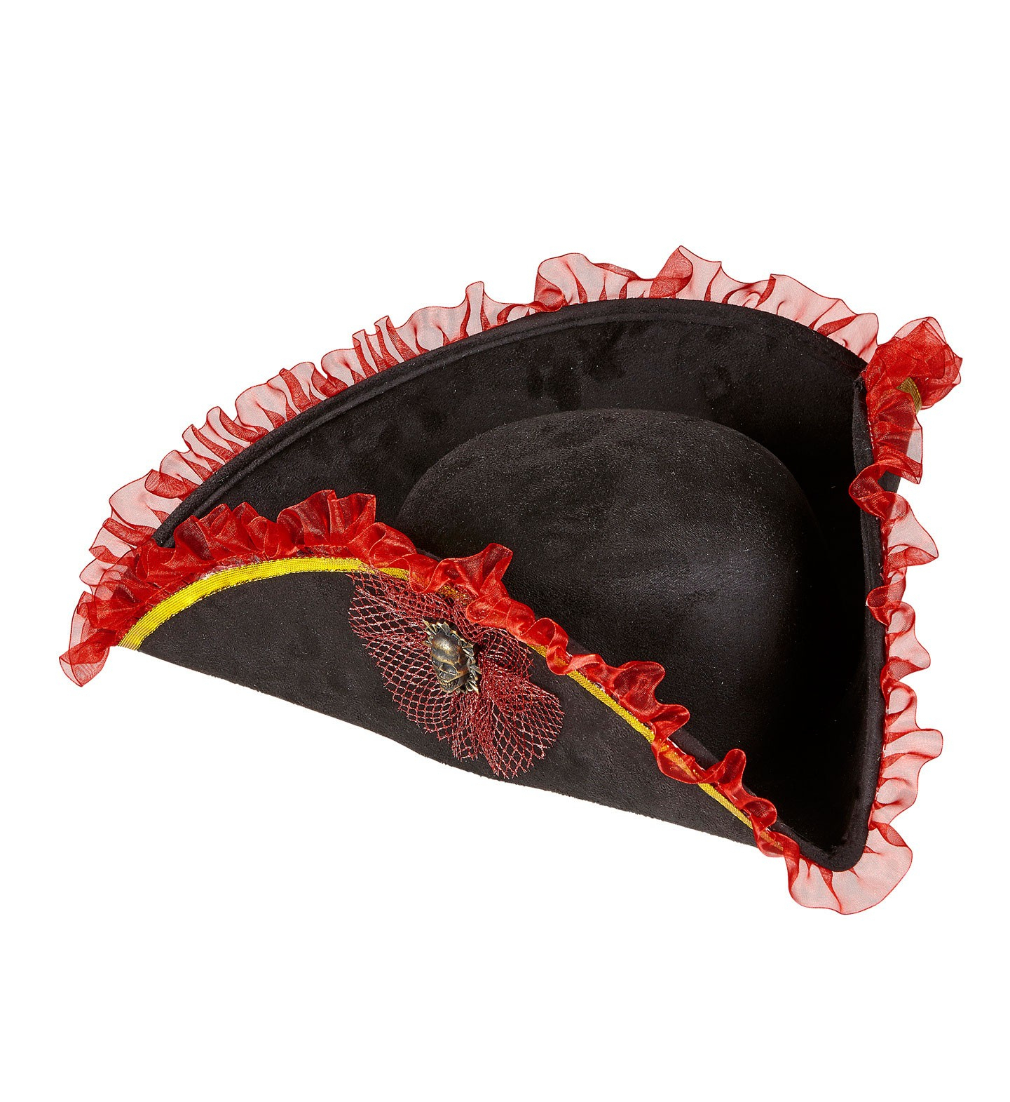 Rood-Zwart Luxe Tricorn Piraat