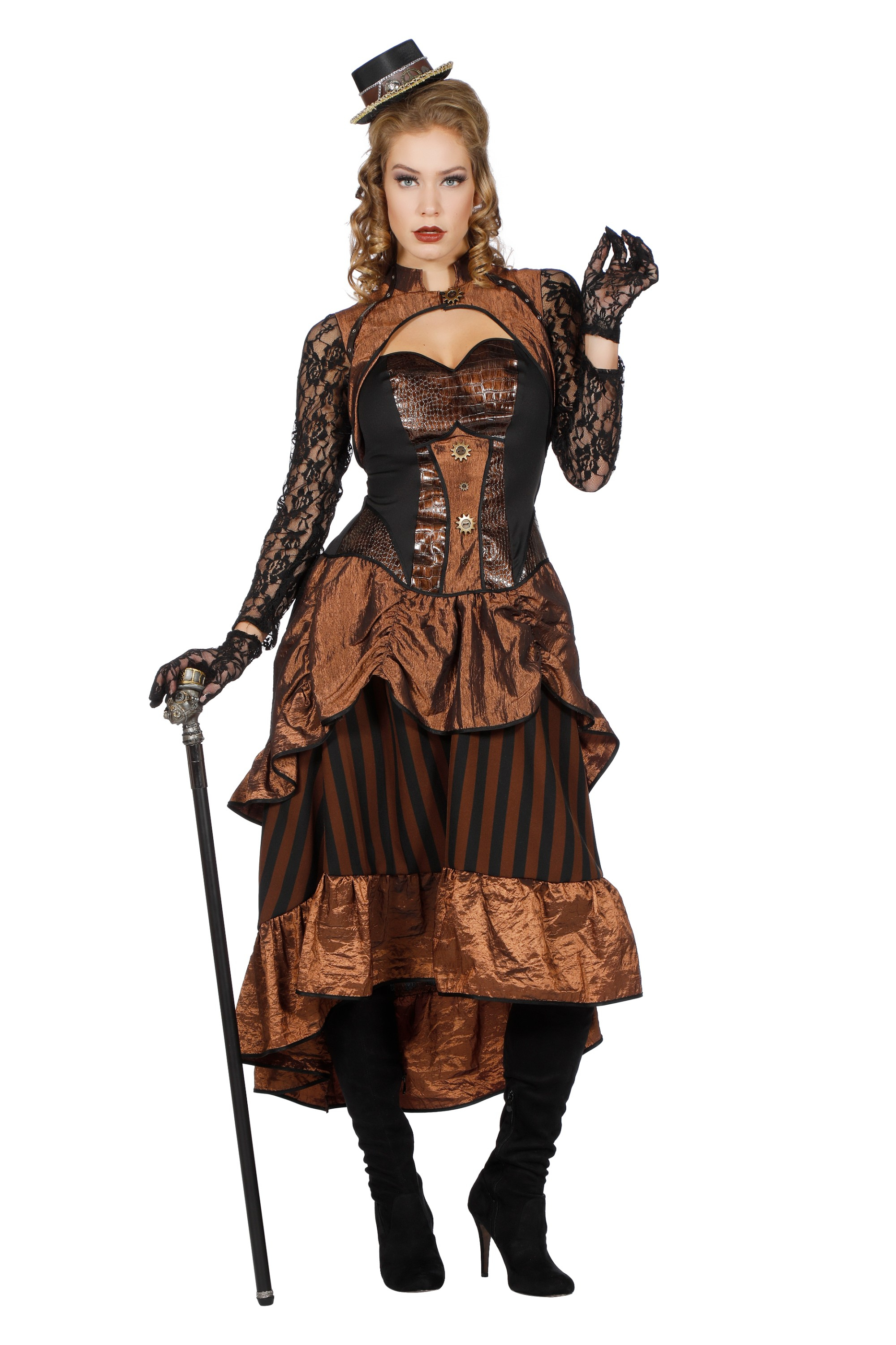 Steampunk Victoria Bruin Vrouw Kostuum