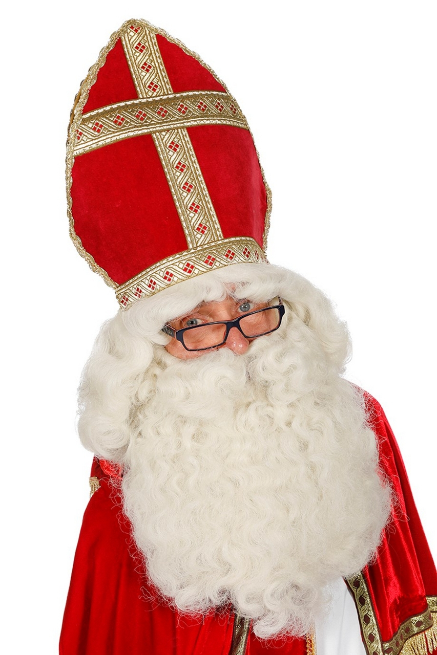 Sint Set Luxe Pruik En Baard Ecru