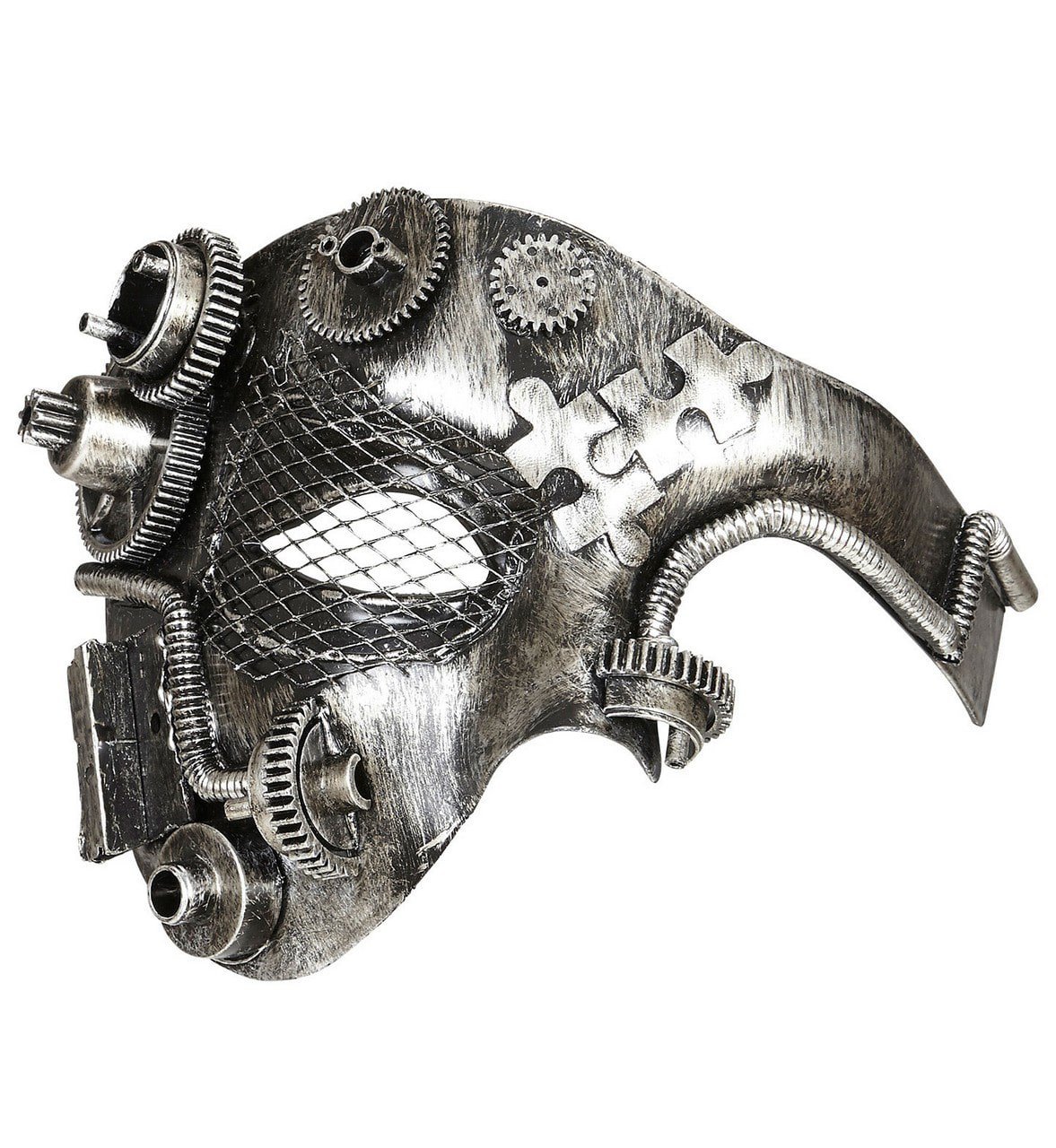 Halfgezichtmasker Steampunk, Zilver Mechanica