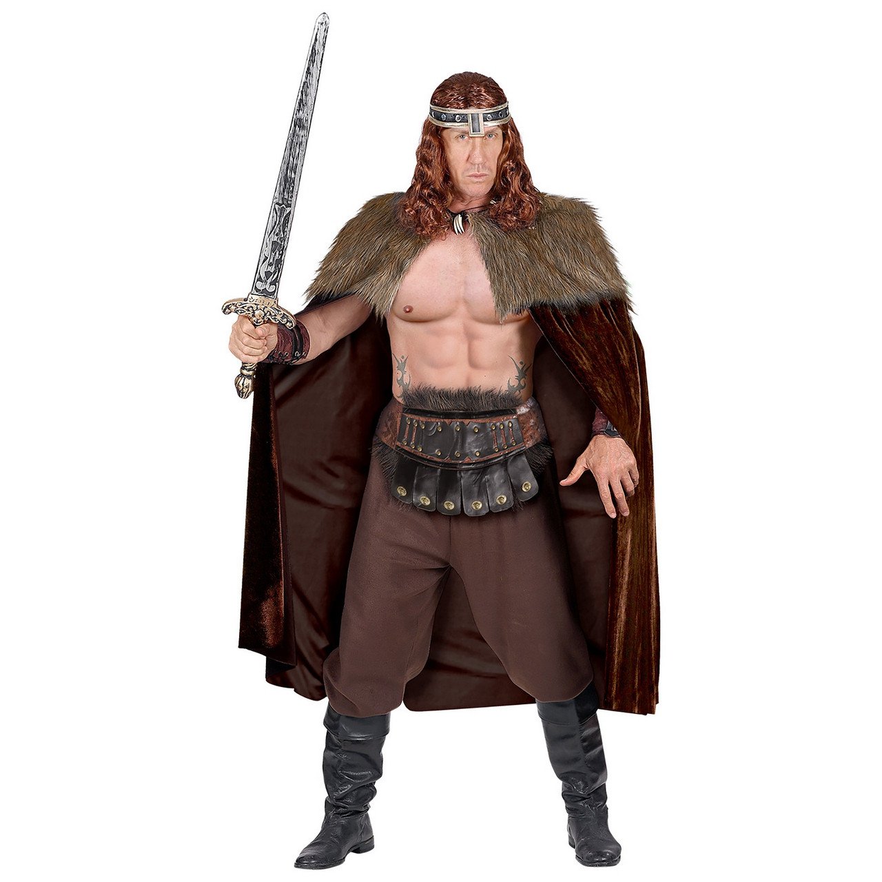 Barbaarse Middeleeuwse Viking Cape Met Bont Man