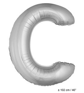 Folie Ballon Letter C Zilver XL 102cm (Leeg)