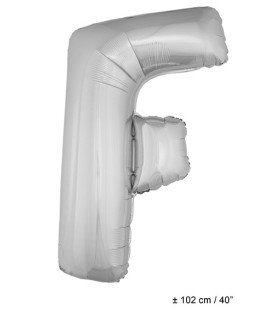 Folie Ballon Letter F Zilver XL 102cm (Leeg)