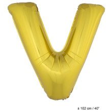 Folie Ballon Letter V Goud XL 102cm (Leeg)