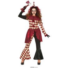 Checkered Horror Clown Vrouw Kostuum