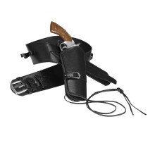 Knallende Cowboy Western Holster Met Riem Lederlook , Zwart