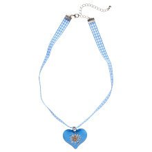 Hals Ketting Met Azuurblauw Hart En Edelweiss