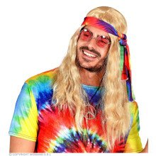 Hippie Pruik Met Hoofdband Tie Dye Blond